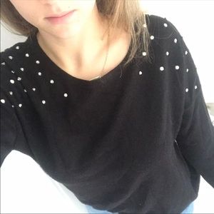 Black Forever 21 Rhinestone Sweater